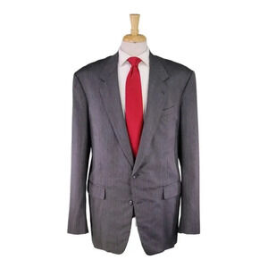 Rocks Custom Tailor Vintage Gray/Black Herringbone 2-Btn Wool Suit 46XL